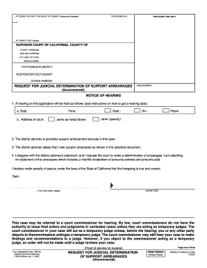 California Request for Judicial Determination of Support Arrearages