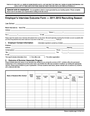 Employer’s Interview Outcome Form
