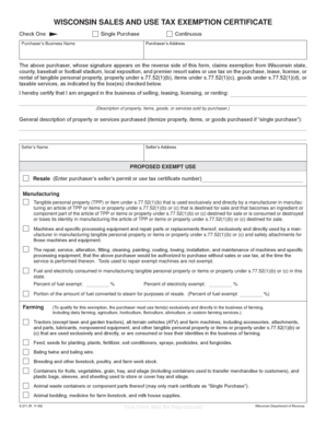 Wisconsin Sales and Use Tax Exemption Certificate