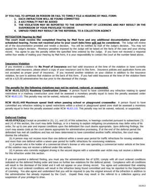 Washington Traffic Infraction Hearing by Mail Form
