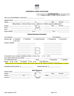 Confidential Credit Application