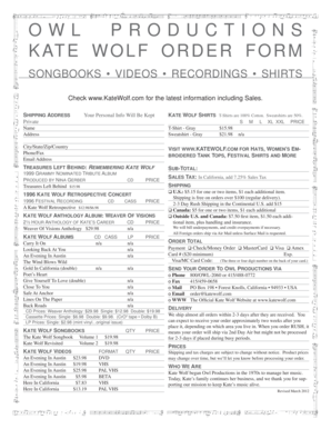 Download Order Form - Kate Wolf