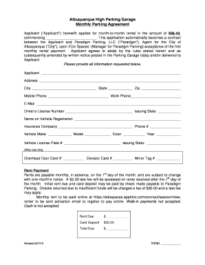 monthly parking agreement