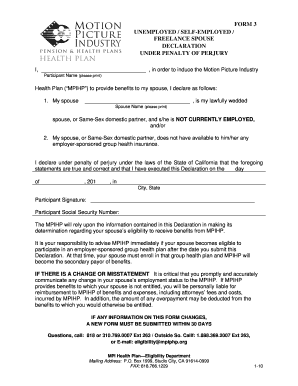 Motion Picture Industry Health Plan Spouse Declaration