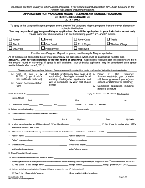 Vanguard Magnet Elementary School Application