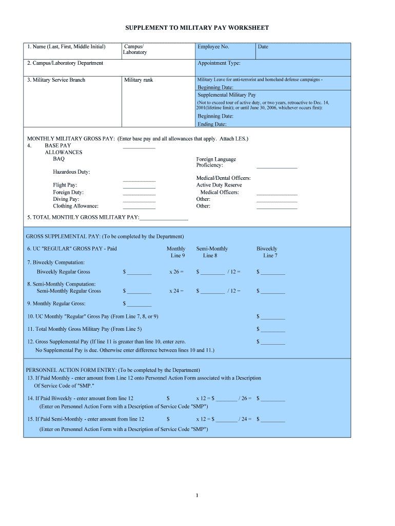 Military Pay Suppleme#964B9 xls Preview on Page 1