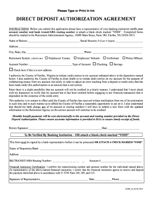 Direct Deposit Authorization Agreement