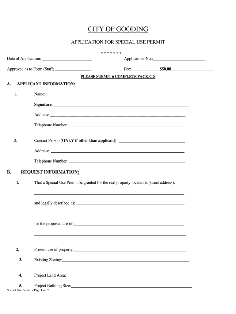 Special Use Permit Application - City of Gooding - goodingidaho Preview on Page 1