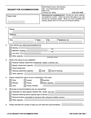 Request for Court Accommodations