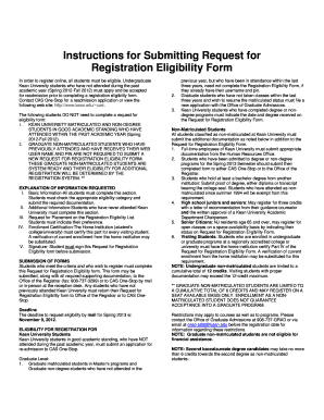 Kean University Registration Eligibility Form
