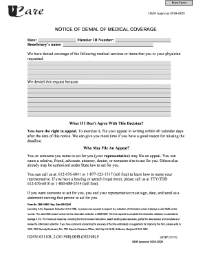 Notice of Denial of Medical Coverage