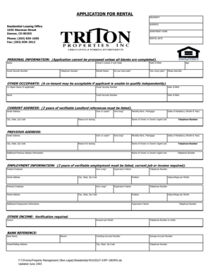 Rental Application Form