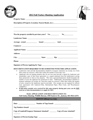 2012 Fall Turkey Hunting Application