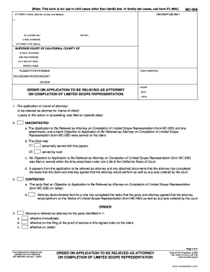 California Order on Application to Be Relieved as Attorney