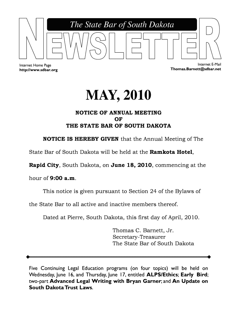 May 2010 Newsletter FINAL Adobe PDF 2004 General Corporation Tax Form and Instructions - sdbar Preview on Page 1