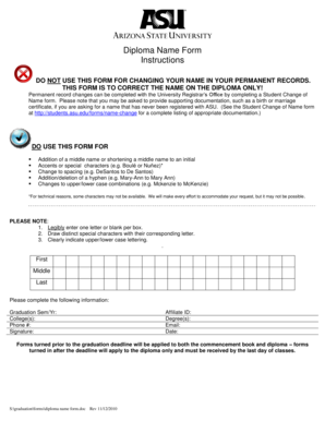 Diploma Name Correction Form