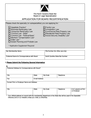 Application for Recertification as a Specialist