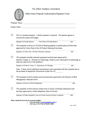 Proposal authorization form - Phillips Academy, Andover - andover