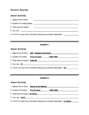 Grant Activity Form