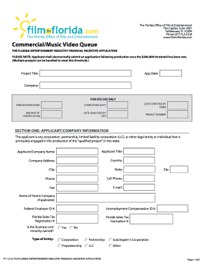 Film Partnership Agreement Template Fillable Printable Online The Florida Office Of Film Entertainment Capitol Suite 2001 Tee Fl 32399