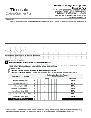 Minnesota College Savings Plan Rebalance Form
