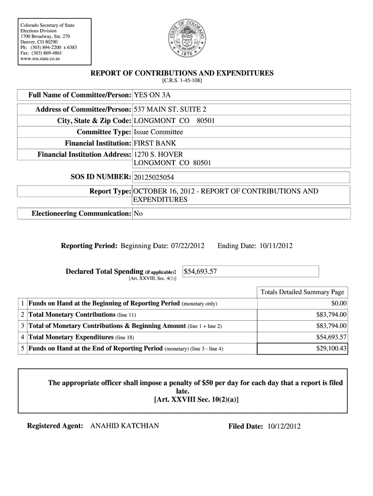 YES ON 3A Full Name of Committee Person: REPORT OF Preview on Page 1