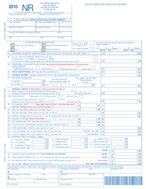 Delaware Non-Resident Income Tax Return