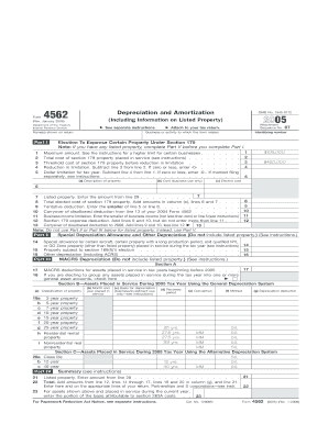 IRS Form 4562 Depreciation and Amortization