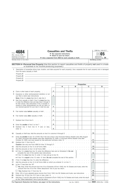 IRS Form 4684 Casualties and Thefts