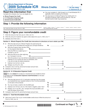 Illinois Schedule ICR Tax Form