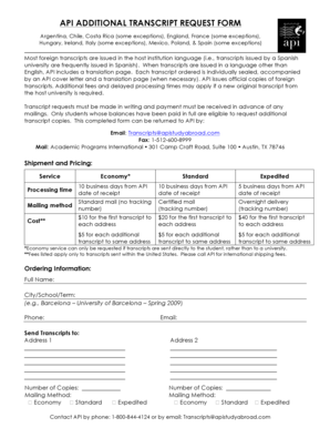 API Additional Transcript Request Form