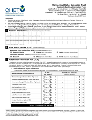 Connecticut Higher Education Trust Electronic Banking Information Form