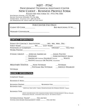 Profiling format - njit ptac