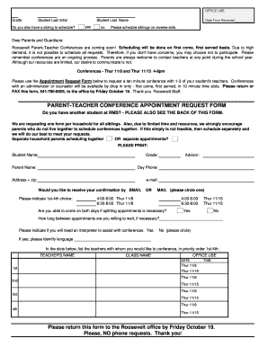parent teacher conference request form