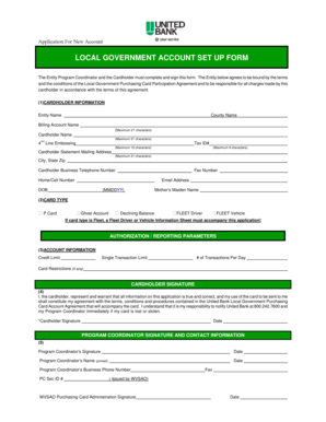 Local Government Account Setup Form