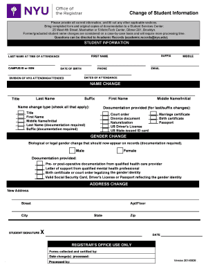 Student Information Change Form