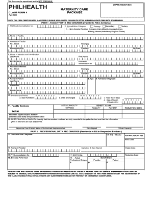 PhilHealth Maternity Care Claim Form 4 Package