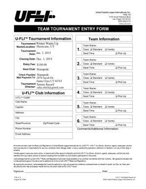 Fillable Online TEAM TOURNAMENT ENTRY FORM 1. 2. 3. 4. 5. 6. - Flyball ...