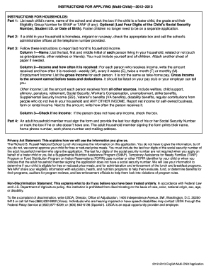 Multi-Child Free and Reduced-Price School Meals Application