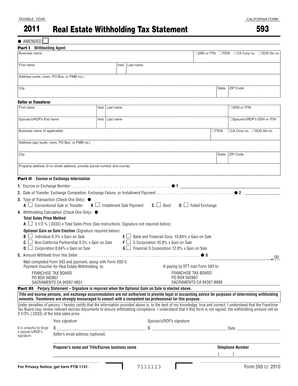 California Form 593 Real Estate Withholding Tax Statement