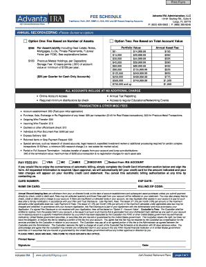 Advanta IRA Fee Schedule