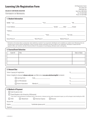 Learning Life Registration Form