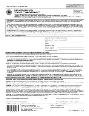 Total and Permanent Disability Discharge Application