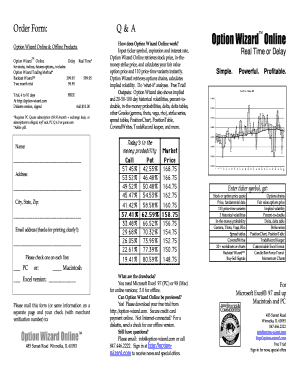Option Wizard Online Order Form
