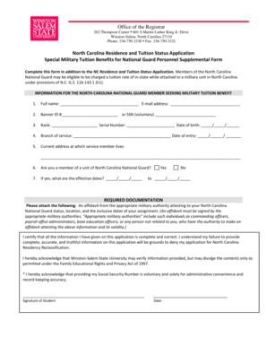 North Carolina Military Tuition Benefit Application