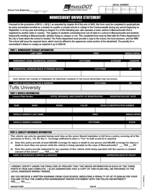 Massachusetts Nonresident Driver Statement