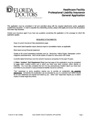 Healthcare Facility Professional Liability Insurance Application