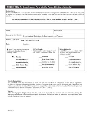 MCLE Recordkeeping Form