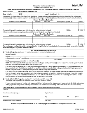 Beneficiary forms in microsoft word