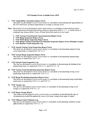 VGP Applicability Assessment Report Form